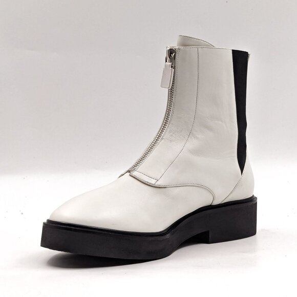 Stuart Weitzman Women Lodge White Leather Front Zip Festival Boots size 7.5 - Picture 5 of 9